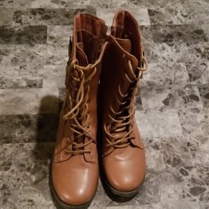 Brown lace up boots